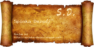 Spinka Dezső névjegykártya